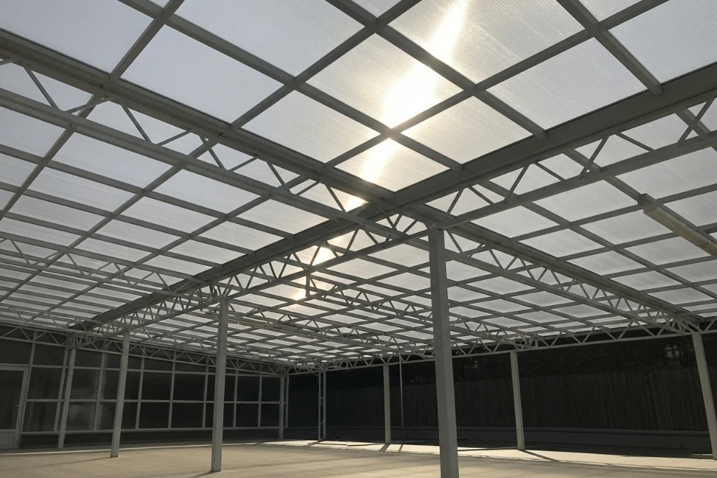 Mái che lợp tôn nhựa lấy sáng polycarbonate tại Quảng Ninh